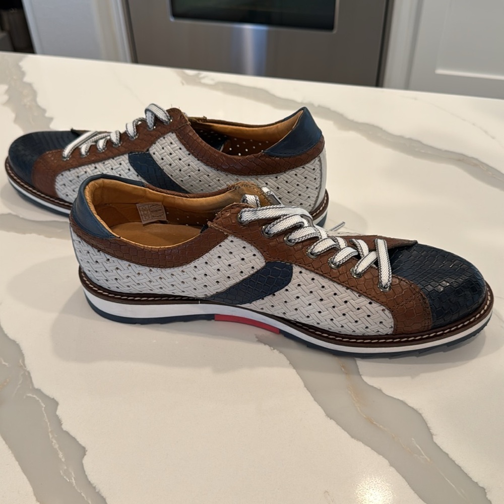 Stylish Men's Brown and Blue Sneakers Exton made in Italy 10.5 - Picture 6 of 9
